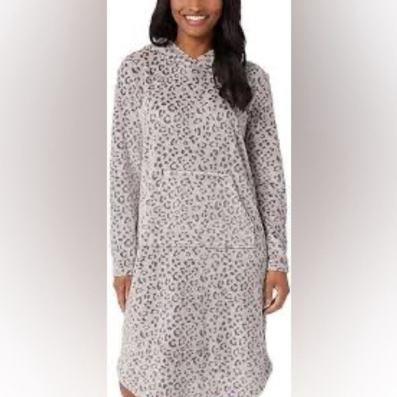 32 DEGREES Heat Women's Hooded Cozy Plush Sleep Lounger, Leopard size Large - Picture 4 of 4